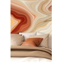 Marbled Ink Wall Mural Burnt W350 cm x H280 cm