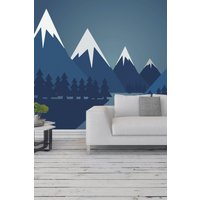 Snowy Mountains Wall Mural W350 cm x H280 cm