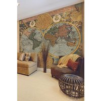 Origin Murals Vintage Map Wall Mural | Size: W350 cm x H280 cm