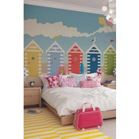 Beach Huts Wall Mural W350 cm x H280 cm