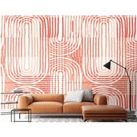 Origin Murals Curved Line Texture Wall Mural in Orange | Size: W350 cm x H280 cm