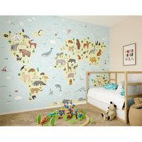 World Map Wall Mural W350 cm x H280 cm
