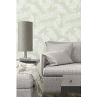 Hoopla Walls Feathers Matt Wallpaper in Green