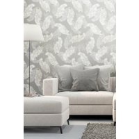 Hoopla Walls Feathers Matt Wallpaper in Grey