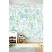 Scandi Forest Animals Wall Mural W300 cm x H240 cm