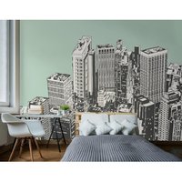 Urban City Skyscrapers Matt Smooth Paste Wall Mural W300 cm x H240 cm