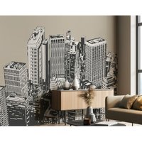 Urban City Skyscrapers Matt Smooth Paste Wall Mural W300 cm x H240 cm