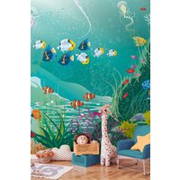 Origin Murals Under The Sea Adventure Wall Mural in Jade | Size: W300 cm x H240 cm