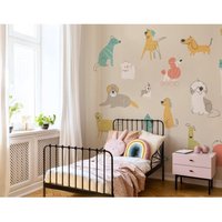 Origin Murals Happy Dogs Wall Mural | Size: W350 cm x H280 cm