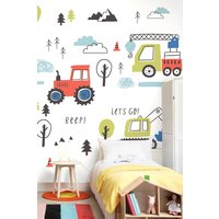 Tractors & Diggers Wall Mural W350 cm x H280 cm