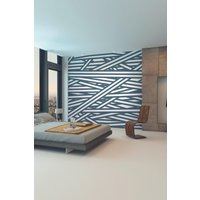 Origin Murals Striped Criss Cross Pattern Wall Mural in Blue | Size: W350 cm x H280 cm