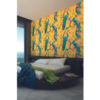 Flowery Peacocks Matt Smooth Paste Wall Mural 350cm wide x 280cm high W350 cm x H280 cm