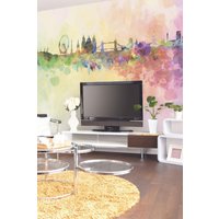 Watercolour London Skyline Wall Mural W350 cm x H280 cm