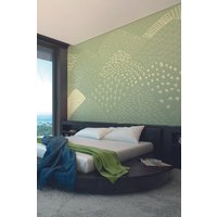 Origin Murals Abstract Fields Wall Mural in Green | Size: W350 cm x H280 cm