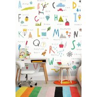 Alphabet Illustrations Wall Mural W300 cm x H240 cm