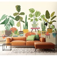 Houseplants Pots Wall Mural W350 cm x H280 cm
