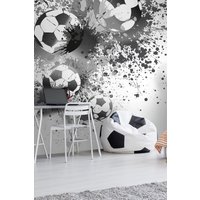 Origin Murals Football Splash Wall Mural in Grey | Size: W300 cm x H240 cm