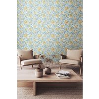 Honeysuckle Leaf Trail Matt Wallpaper Blue