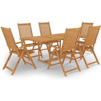 Berkfield Home 7 Piece Garden Dining Set Solid Teak Wood in Brown
