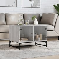 Berkfield Home Coffee Table with Glass Doors Grey Sonoma 68.5x50x50 cm