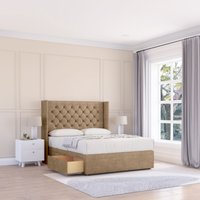 Dior Naples Wingback Bed Set 2 Drawers & 54" Floor Standing Headboard Light Double