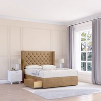 Dior Dumfries Wingback Bed Set 2 Drawers & 54" Floor Standing Headboard Light Double
