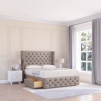 Luthor Plush Wingback Bed Set No Drawers & 54" Floor Standing Headboard King
