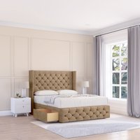 Luthor Naples Wingback Bed Set No Drawers & 54" Floor Standing Headboard Light Double