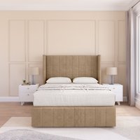 Melbourne Naples Wingback Bed Set No Drawers & 54" Floor Standing Headboard Light Double