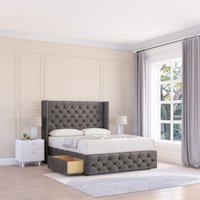 Luthor Naples Wingback Bed Set 2 Drawers & 54" Floor Standing Headboard Super King