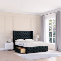 Luthor Naples Wingback Bed Set 2 Drawers & 54" Floor Standing Headboard Double