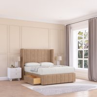 Melbourne Naples Wingback Bed Set 2 Drawers & 54" Floor Standing Headboard Light Double