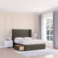 Luthor Dumfries Wingback Bed Set 2 Drawers & 54" Floor Standing Headboard Double