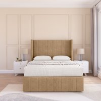 Melbourne Dumfries Wingback Bed Set 2 Drawers & 54" Floor Standing Headboard Light Double