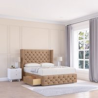 Luthor Naples Wingback Bed Set No Drawers & 54" Floor Standing Headboard Light Single