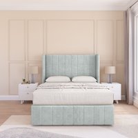 Sloomy Melbourne Naples Wingback Bed Set, No Drawers & 54" Floor Standing Headboard in Silver | Size: Small Single