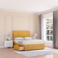 Sloomy Kansas Divan Bed Base 2 Drawers & 54" Floor Standing Headboard in Mustard | Size: Single
