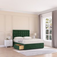 Sloomy Alabama Divan Bed Base 2 Drawers & 54" Floor Standing Headboard in Emerald | Size: King