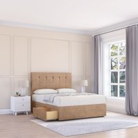 Sloomy Highbury Divan Bed Base 2 Drawers & 54" Floor Standing Headboard in Light Beige | Size: Single