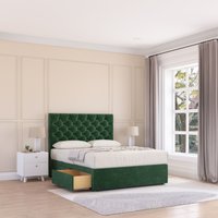Sloomy Mayfair Divan Bed Base No Drawers & 26" Struts Headboard in Emerald | Size: Single
