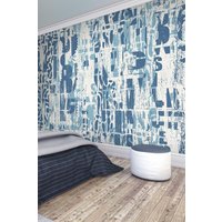 Origin Murals Letterpress Graffiti Wall Mural in Blue | Size: W300 cm x H240 cm
