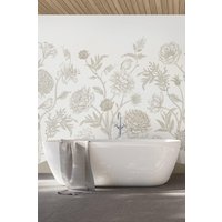 Origin Murals Jacobean Rose Trail Wall Mural in Natural | Size: W350 cm x H280 cm