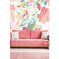 Origin Murals Flowing Flowers Wall Mural in Pink | Size: W350 cm x H280 cm