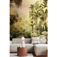 Origin Murals Jungle Trees Wall Mural in Olive | Size: W300 cm x H240 cm