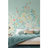 Origin Murals Trailing Lily Wall Mural in Duck Egg Blue | Size: W350 cm x H280 cm