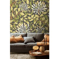 Origin Murals Honeysuckle Wall Mural in Dark Olive | Size: W350 cm x H280 cm