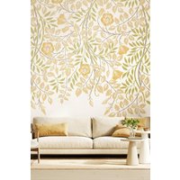 Origin Murals Cascading Rosehip Wall Mural in Gold | Size: W300 cm x H240 cm