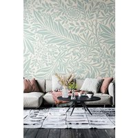Origin Murals Trailing Ferns Wall Mural in Duck Egg Blue | Size: W350 cm x H280 cm