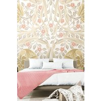 Origin Murals Flower Circle Wall Mural in Beige | Size: W300 cm x H240 cm