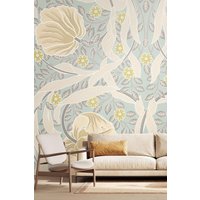 Flower Circle Wall Mural Duck Egg W350 cm x H280 cm